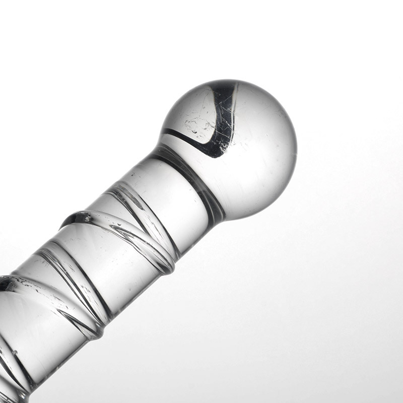 HF40--Spiral-patterned glass adult sex toy, glass vibrator