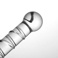 HF40--Spiral-patterned glass adult sex toy, glass vibrator