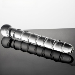 HF40--Spiral-patterned glass adult sex toy, glass vibrator