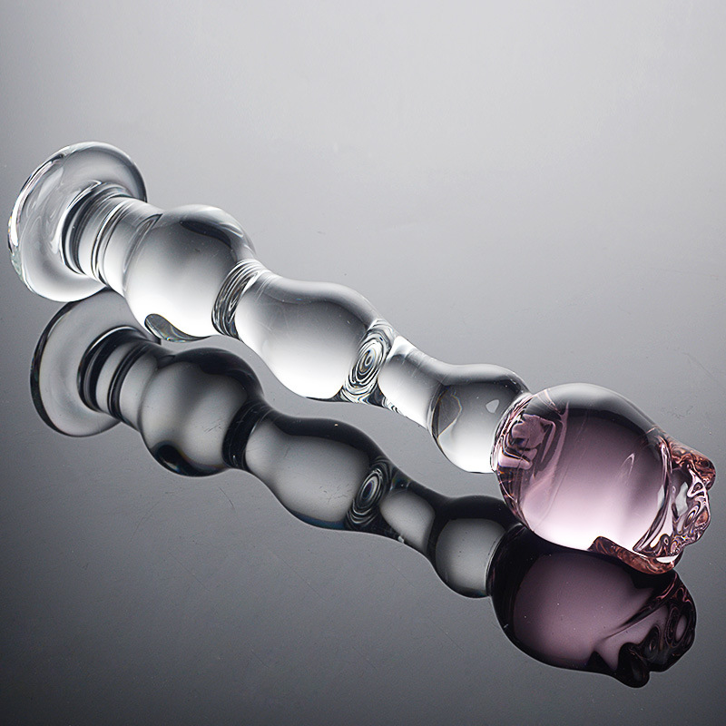 HF023--Rose-shaped glass anal plug for penis and anus