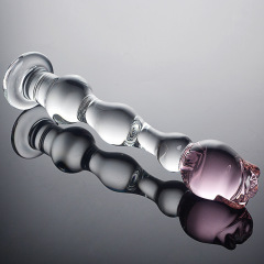 HF023--Rose-shaped glass anal plug for penis and anus