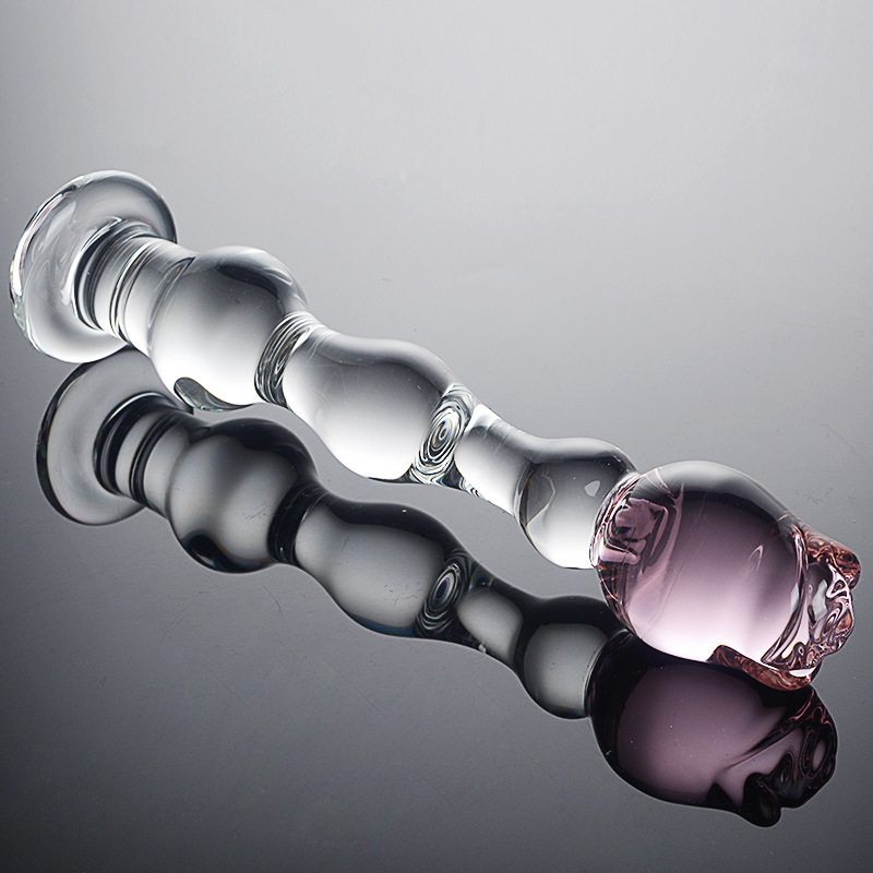 HF023--Rose-shaped glass anal plug for penis and anus