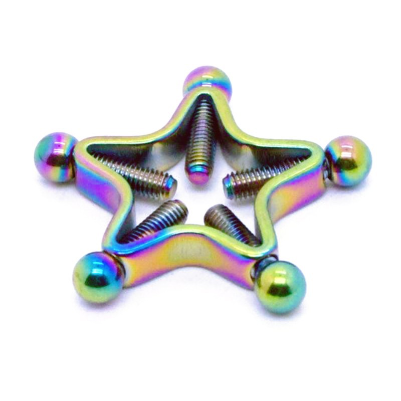 HY3382--Star-shaped Stainless Steel Adjustable Nipple Clip with Piercing
