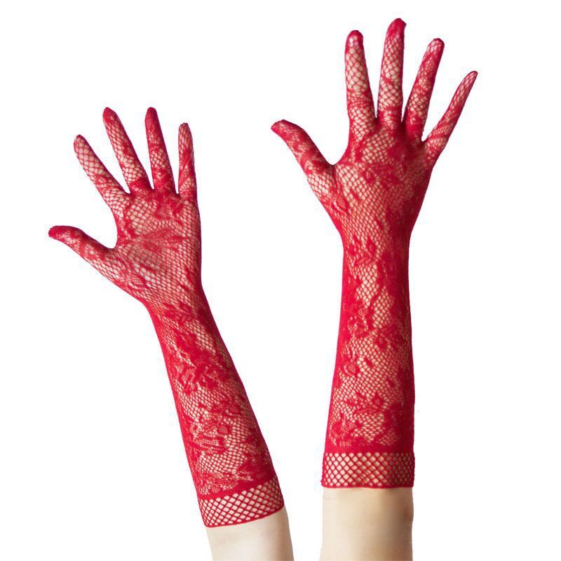 ST006--New Sexy Fishnet Lace Elastic Gloves