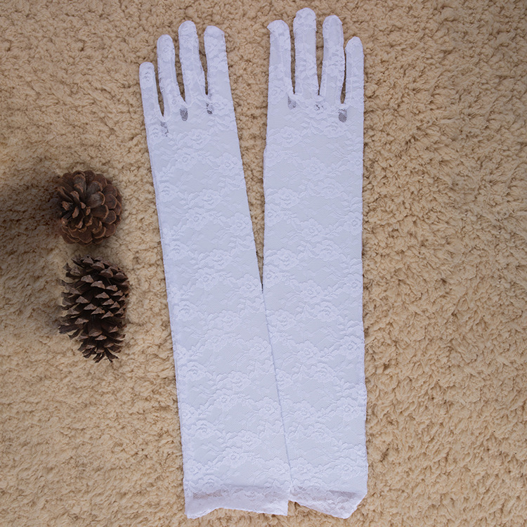ST001--Long gloves (43cm) with lace trim