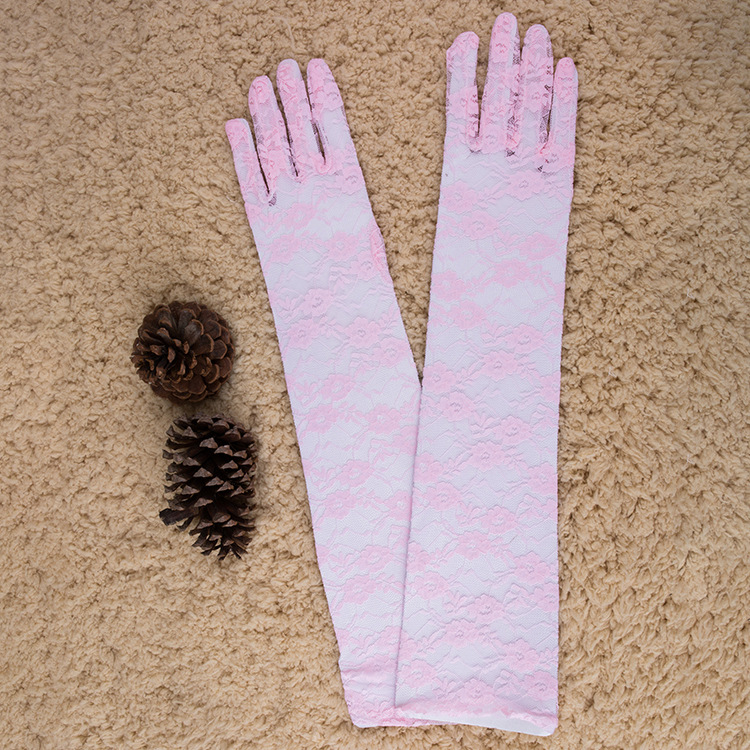 ST001--Long gloves (43cm) with lace trim