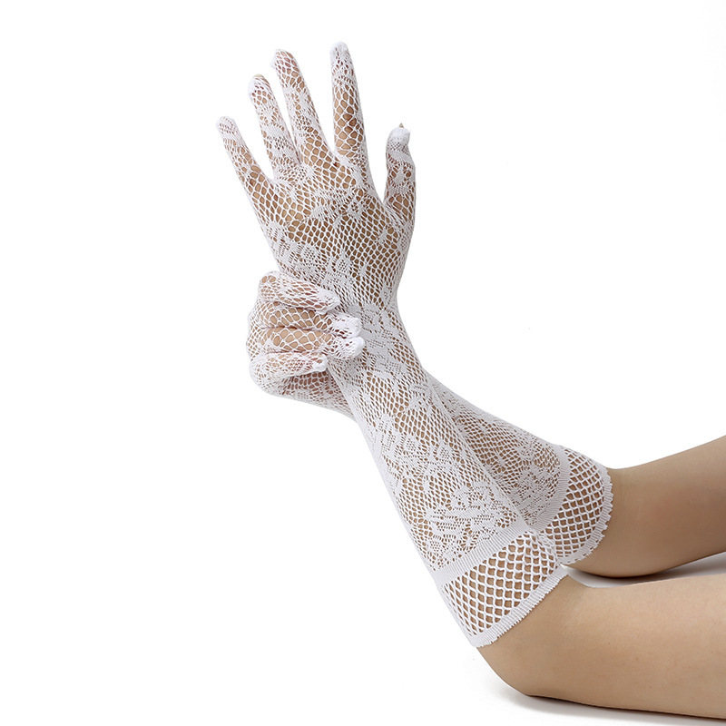 ST006--New Sexy Fishnet Lace Elastic Gloves