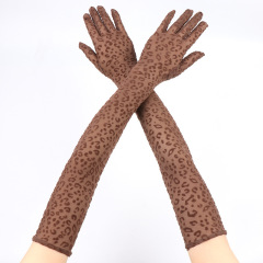 ST007--55cm Extra Long Mesh Leopard Print Gloves