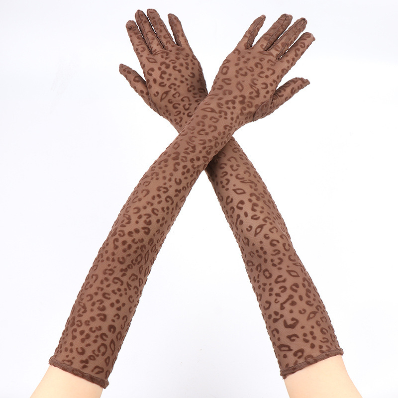 ST007--55cm Extra Long Mesh Leopard Print Gloves