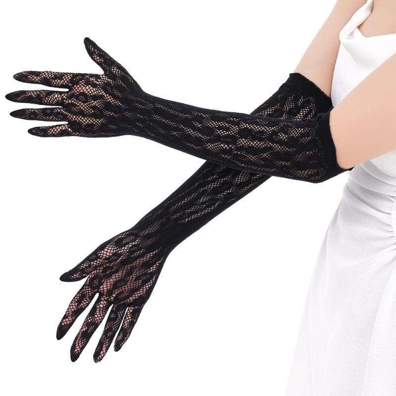 ST009--Sexy and alluring lace mesh long gloves