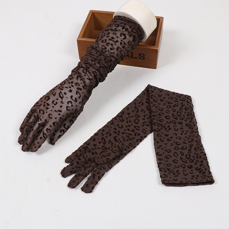 ST007--55cm Extra Long Mesh Leopard Print Gloves