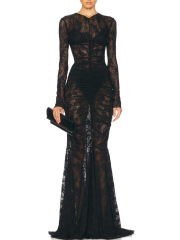 LYQ135072-Lace shawl halter maxi dress, elegant fishtail skirt