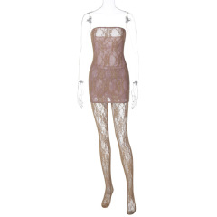ax5003--New Sexy Lace Strapless Dress and Stocking Set