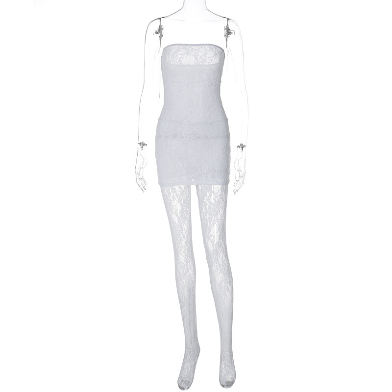 ax5003--New Sexy Lace Strapless Dress and Stocking Set