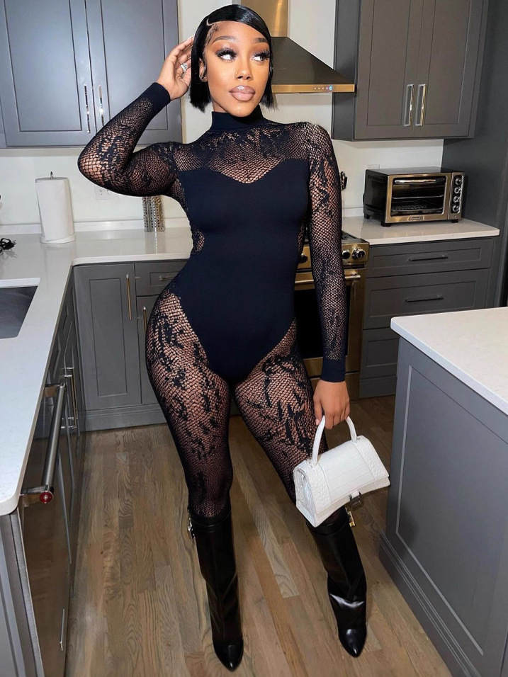 F00231QL-High-needle lace sexy cutout black jumpsuit