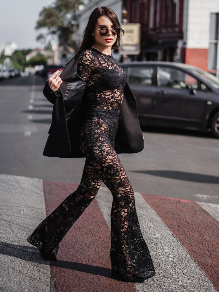 T4534-Sexy tight lace jumpsuit