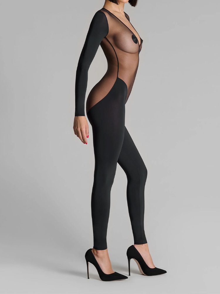 LTY135023-Sexy low-cut see-through bodysuit