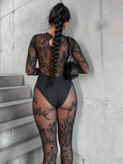 F00231QL-High-needle lace sexy cutout black jumpsuit