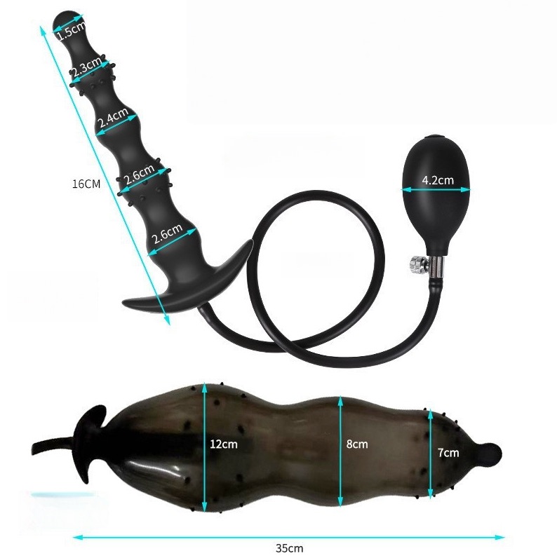 CQ004--New Type of Barbed Beaded Inflatable Anal Plug for Anal Dilation