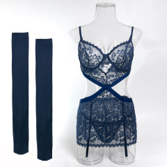 3865--3-Piece Set of Lace Hip-Hugging Panties with Irregular Cut-Outs at the Waist
