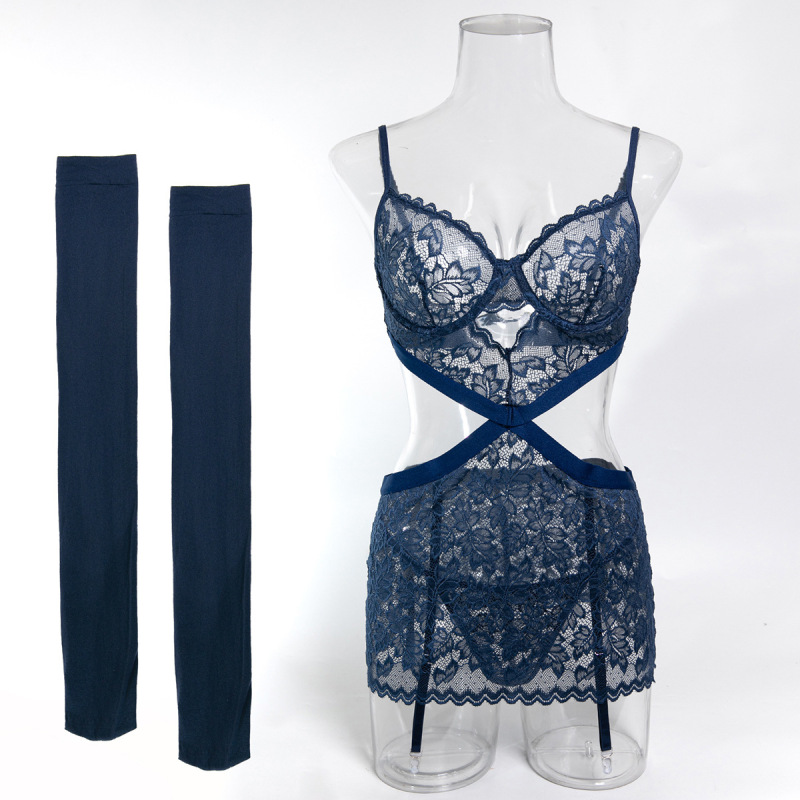 3865--3-Piece Set of Lace Hip-Hugging Panties with Irregular Cut-Outs at the Waist