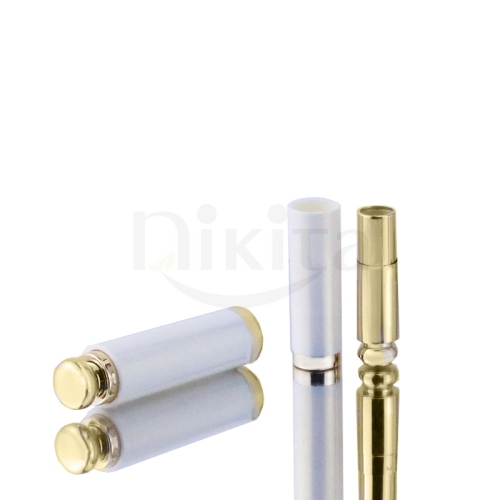 In stock 3.5g Empty Round Iridescence platinum Cosmetic Packaging Plastic Lipstick Tube with Gold Tube(PLT05)