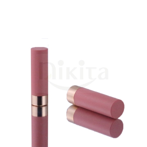 New Design In stock 3.5g Empty Round Matte Orange Pink with Matte Gold Tube Lipstick Tube (PLT14)