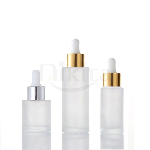 10ml 20ml 30ml 1/2 oz 50ml 60ml 2oz Frosted Round Glass Liquid Dropper Bottle for Cosmetic Packaging (GDF01)