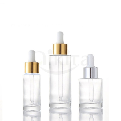 Clear Round Glass Serum Dropper Bottle Cosmetic Custom Empty GLass Bottle for Packaging (GDC01)