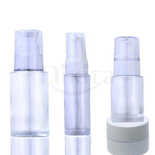Factory Wholesale Serum Pummp Glass Bottle Cosmetic Cream Pump Glass Bottle (GFC03)