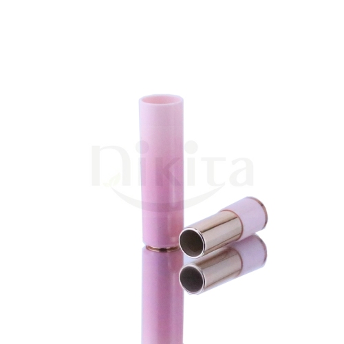 Cute Fancy 3.5g Empty Round Rose Pink Shades Lipstick Container Lipstick Tube with Gold Tubes(PLT10)