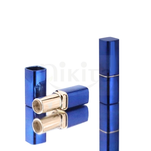 Luxury Lipstick Packaging 3.5g Empty Laser Blue Square Plastic Lipstick Tube with gold tubes(PLT09)