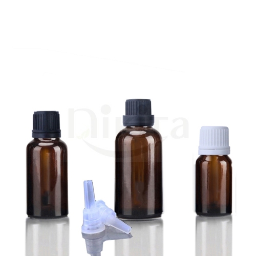 Wholesale Glass Essential Oil Bottle 5ml 10ml 15ml Amber Glass Bottle with Childproof Tamper Evident Cap (GEC02-A)