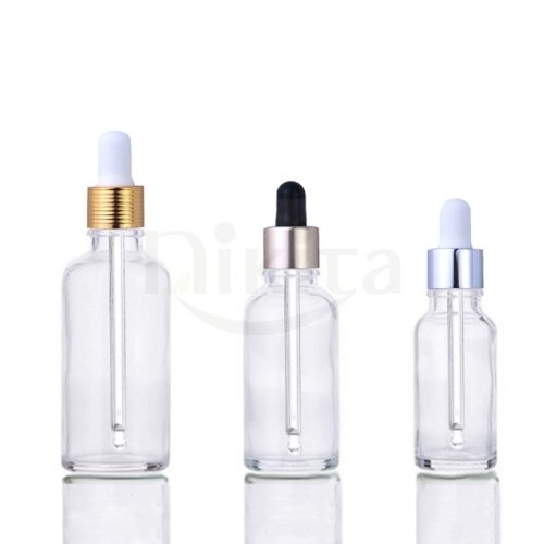 Hot Sale 5ml 10ml 20ml 30ml 50ml Clear Pipette Dropper Glass Bottle for Cosmetic Packaging (GED02-C)