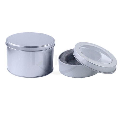 Fancy custom private logo round empty silver black metal slide lis iron tin cans cosmetic pomade cream container gift candle holder