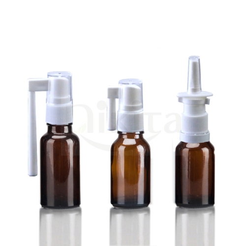 In Stock Bottle Glass Cosmetic Amber Round 10ml Glass Mist Nasal Spray Bottle (GES03-A)