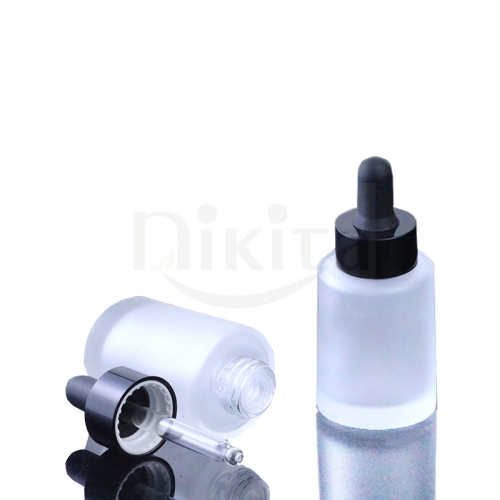 High Quality Luxury 1oz Serum Packaging Oval 30ml Frosted Glass Cosmetic Essential Oil Bottle With Black Dropper