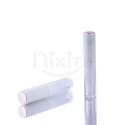 In stock Luxury 4ml Empty Round White Shades Lipgloss Container Lipstick Tube with white brush (PMT01)