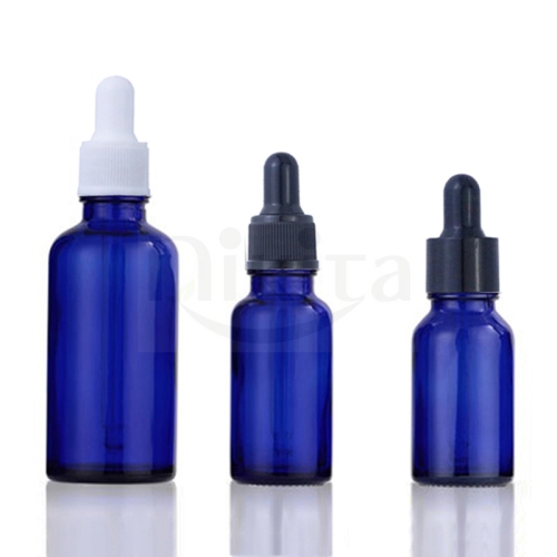 Cosmetic Bottle Glass 100ml 30 ml Wholesale Blue Glass Bottle With Plastic Dropper (GED01-B)