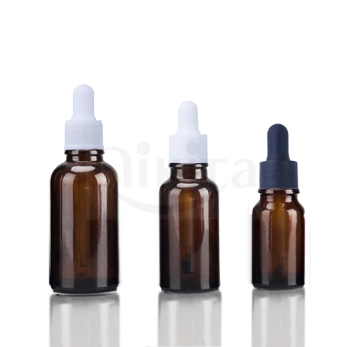 5ml 10ml 15ml 30ml 50ml Round Essential Oil Amber Cosmetic Glass Bottle Euro Dropper (GED01-A)