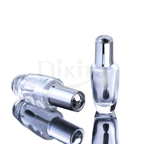 New Trend 1oz 30ml Round Clear Glass Cosmetic Essential Oil Bottle With Silver Massage Applicator Pump