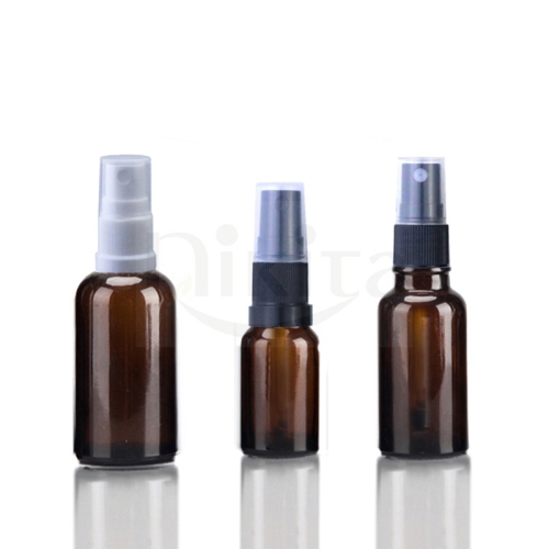 Factory Price 10 ml Amber Round Spray Glass Cosmetic Bottle for Cosmetic Packaging (GES01-A)