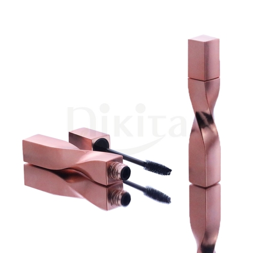 In stock Unique Style 15ml Empty Twist Square Shape Rose Gold Mascare Tube Container with brush (PMT09)