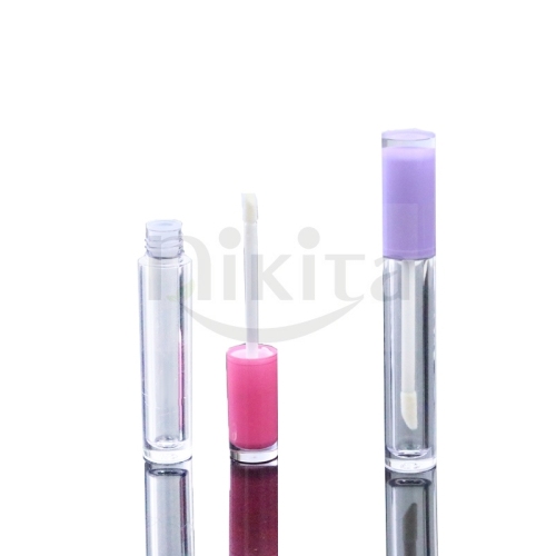 High quality China Manufacturer 5ml Empty Round Clear Lip gloss Tube with Purple Pink Cap(PMT08)