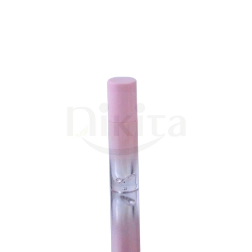 High Quality Hot sale Empty 5ml Round Clear Lipstick Tube Lipgloss Makeup Packaging with Pink Cap(PMT03)