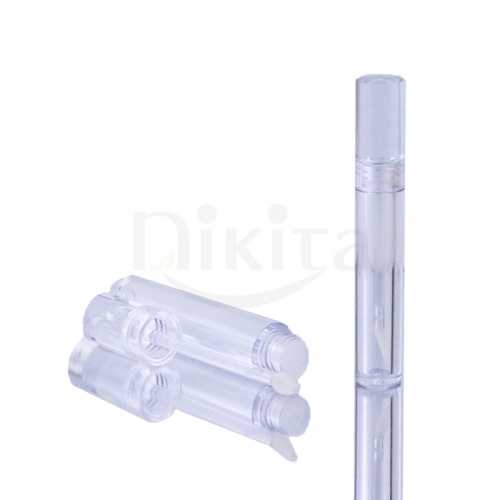 In stock 5ml Empty Round Clear Lip gloss Container Liquid Lipstick Tube with white brush(PMT10)