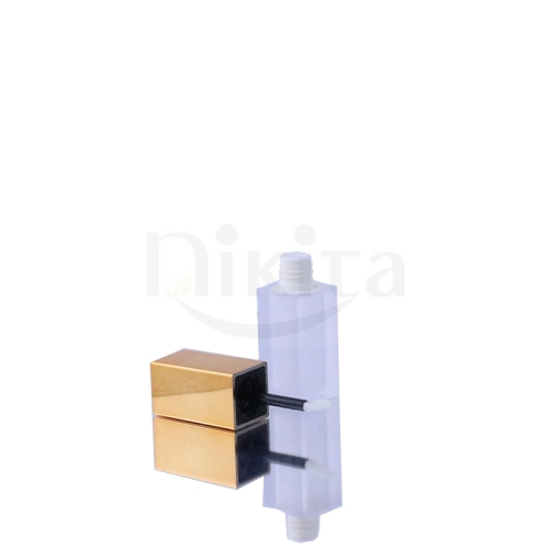 In stock China Manufacturer 6ml Empty Square Frosted Tube with Matte Gold Cap Lipgloss Container(PMT02)