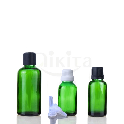 Wholesale Childproof Cap Glass Essential Oil Bottle Cosmetic Empty Green Bottle Glass With Safety Screw Cap (GEC02-G)