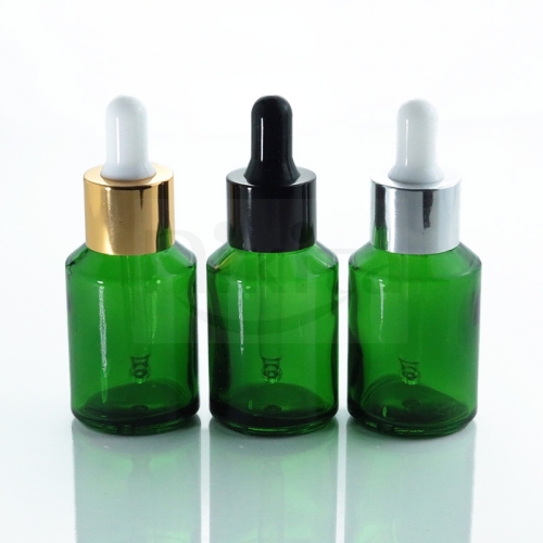 In stock empty 0.5oz 1oz 2oz 15ml 30ml 60ml round green cosmetic essential oil dropper bottle with pipette