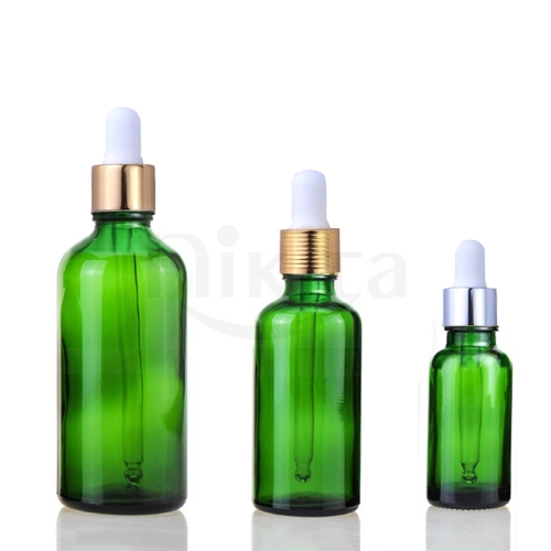 Cosmetic Wholesale 30ml 1oz Dropper Bottle Glass Green Round Empty Dropper Bottle Pipette (GED02-G)